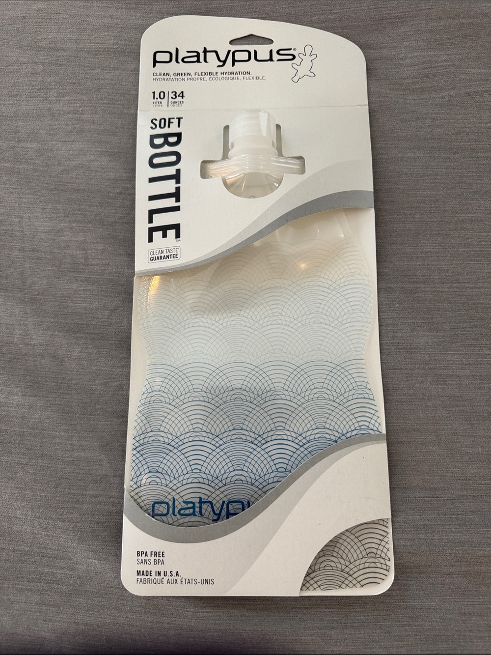 Platypus Soft Bottle - White with Blue Pattern